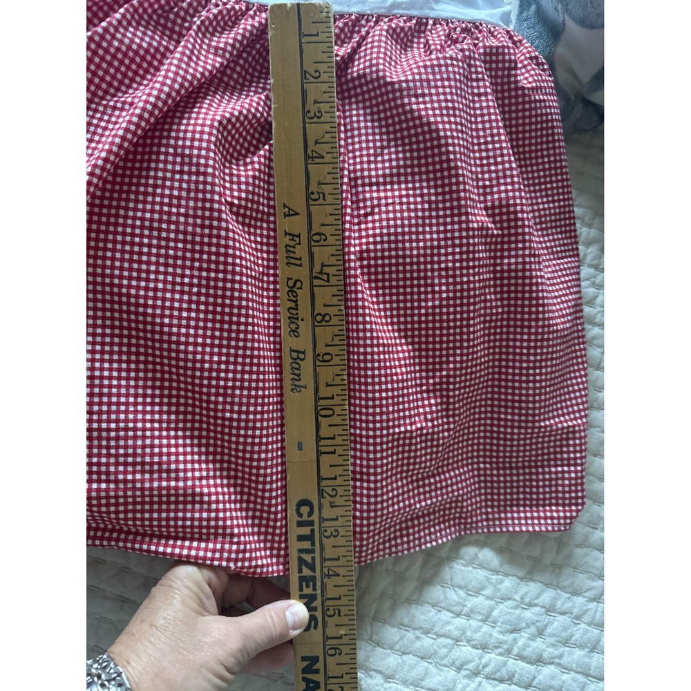Ralph Lauren Red Gingham Bed Skirt Full Double Cotton Dust Ruffle Made in USA - Picture 5 of 5